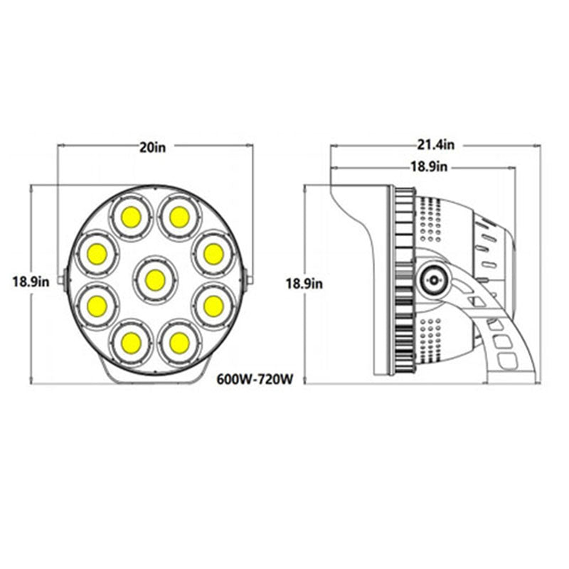 600W LED Stadium Light-Turnnion Mount-84,000Lumens-UL Listed-Popular(Basketball Court+Gym) - LEDLIGHTING WHOLESALE