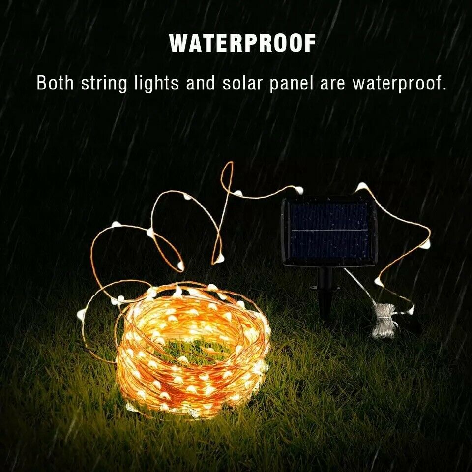 Outdoor LED Solar String Lights- Waterproof- Copper Wire Xmas Garden Party Decor - LEDLIGHTING WHOLESALE