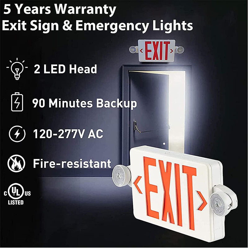 Red LED Adjustable Head- With Emergency Lights-UL Listed - LEDLIGHTING WHOLESALE