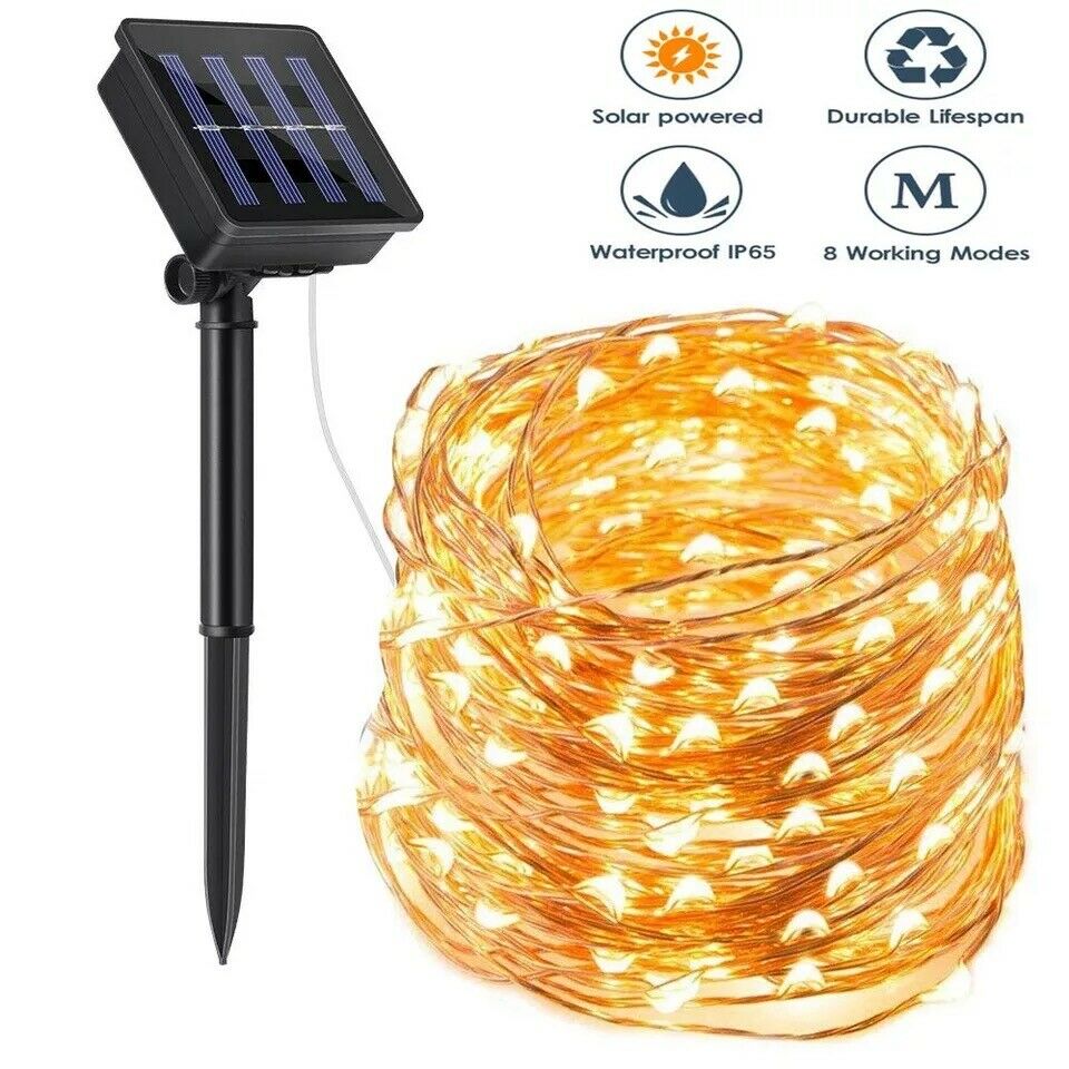 Outdoor LED Solar String Lights- Waterproof- Copper Wire Xmas Garden Party Decor - LEDLIGHTING WHOLESALE